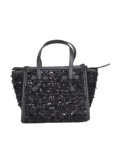 Marcella Gianni Chiarini Leather And Fabric Bag In Black