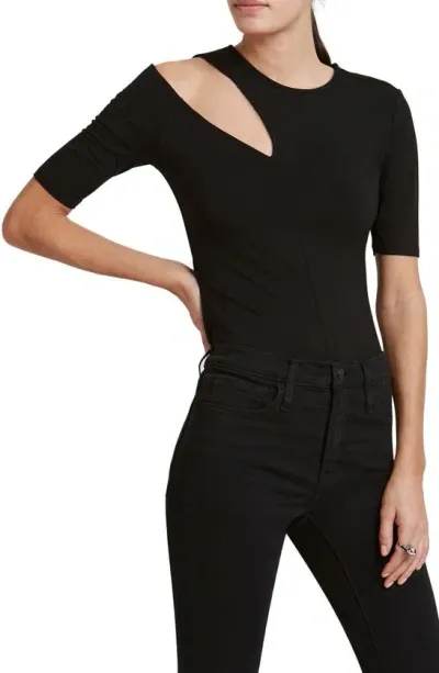 Marcella Tribeca Cold Shoulder Jersey Top In Black