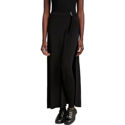 Marcella Waverly Tie Belt Jersey Skirted Pants In Black