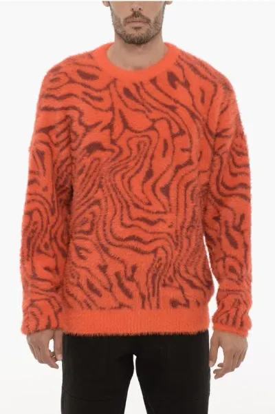 Marcelo Burlon County Of Milan Crew-neck Fluffy Sweater In Orange