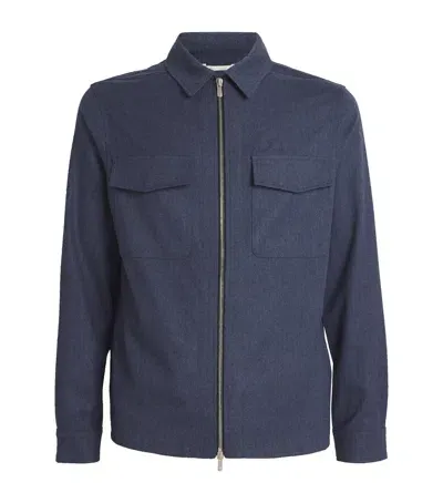 Marco Pescarolo Cashmere Zip-up Shirt In Blue