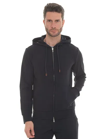 Marco Pescarolo Mike Zip Sweatshirt With Hood In Blue