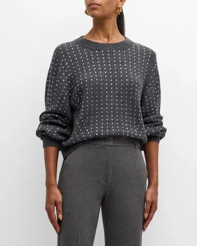 Marella Molo Rhinestone-embellished Crewneck Sweater In Dark Grey