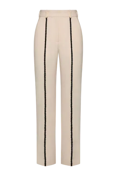 Maria Kokhia Fuzzy Details Straight Leg Trousers In Neutral