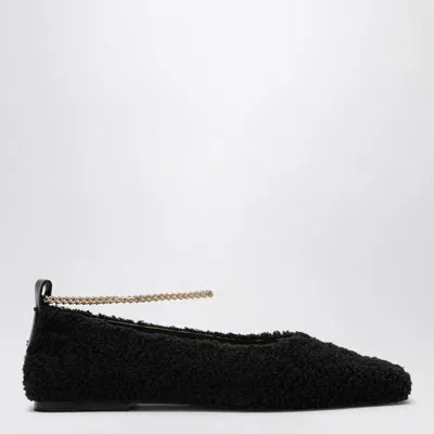 Maria Luca Teddy Augusta Shearling Ballerina Shoes In Black