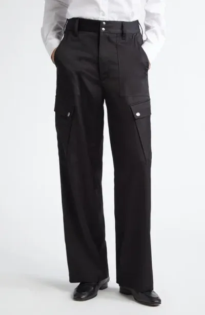 Maria Mcmanus Snap Stretch Wide Leg Cargo Pants In Black