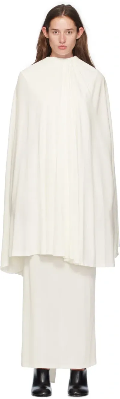 Marie Adam-leenaerdt Off-white Cape-style Maxi Dress In 1015 Off-white