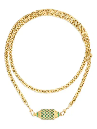 Marie Lichtenberg 18kt Yellow Gold Check Locket Necklace