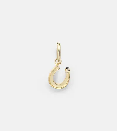 Marie Lichtenberg Baby Charm Horseshoe 18kt Gold Single Earring With Sapphire