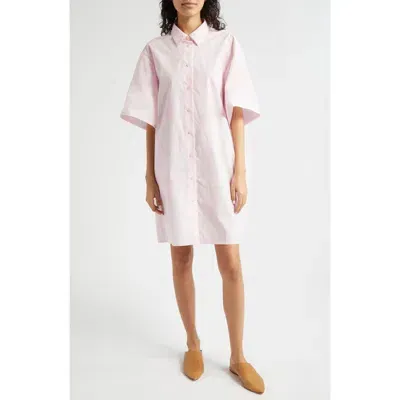 Marimekko Monolitti Unikko Poplin Shirtdress In Light Pink