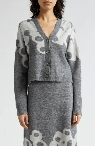 Marimekko Puite Lammet Boxy Cardigan In Light Grey Off-white