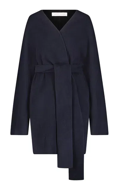 Marina Moscone Double Faced Wool-blend Cocoon Coat In Navy