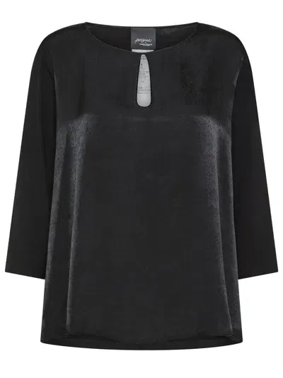 Marina Rinaldi Angio Blouse In Satin In Black