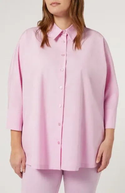 Marina Rinaldi Arizona Cotton Button-up Shirt In Pink