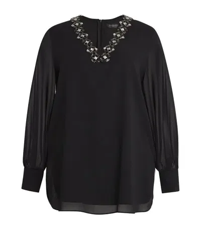 Marina Rinaldi Embellished Blouse In Black