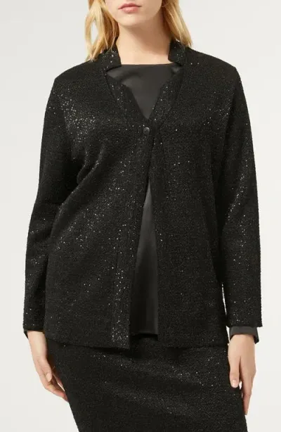 Marina Rinaldi Gessati Sequin Knit Sweater In Black