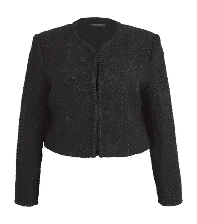 Marina Rinaldi Metallic-tweed Blazer In Black