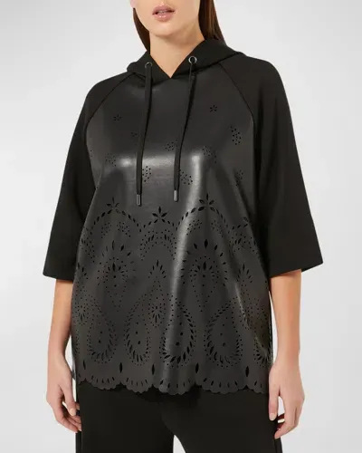 Marina Rinaldi Plus Size Addobbo Hooded Cutout Top In Black