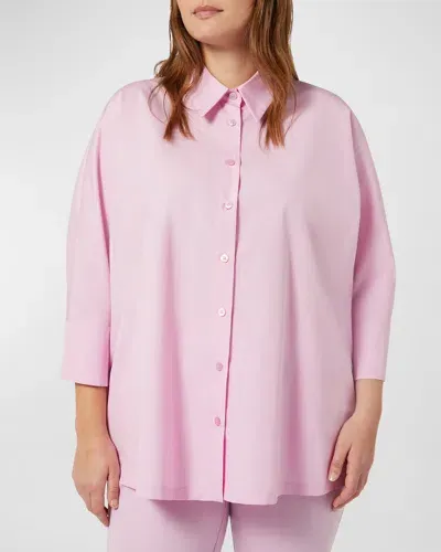 Marina Rinaldi Plus Size Arizona 3/4-sleeve Cotton Blouse In Pink