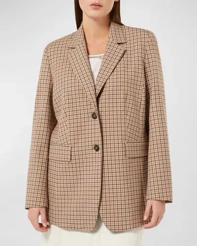 Marina Rinaldi Plus Size Michela Check-print Button-down Coat In Pink