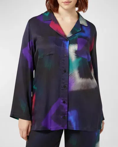 Marina Rinaldi Plus Size Nicia Abstract-print Viscose Shirt In Black