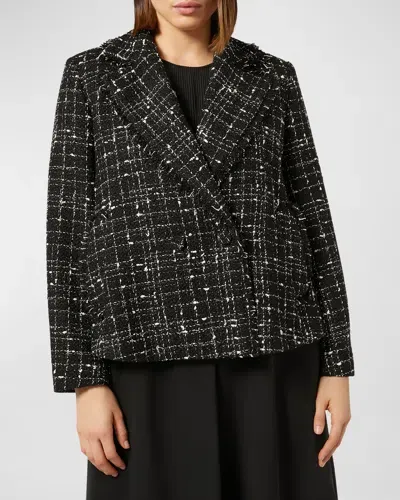 Marina Rinaldi Plus Size Saggina Double-breasted Tweed Jacket In Black