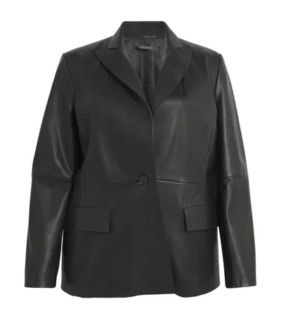 Marina Rinaldi Single-button Leather Blazer In Black