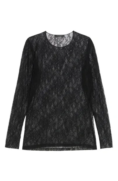 Marina Rinaldi Tirana Sheer Stretch Lace Top In Black