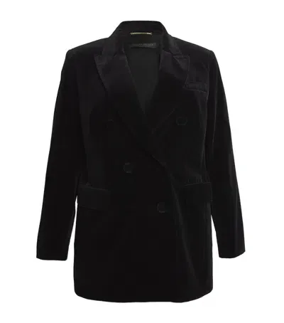 Marina Rinaldi Velvet Double-breasted Blazer In Black