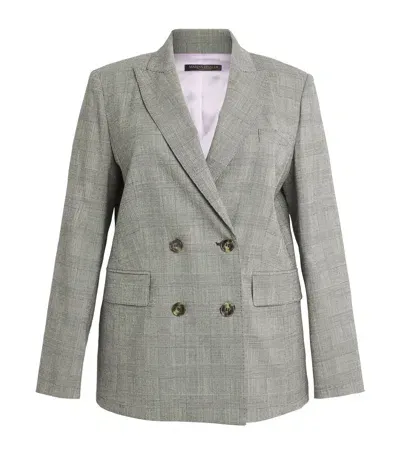 Marina Rinaldi Virgin Wool Check Double-breasted Blazer In Black