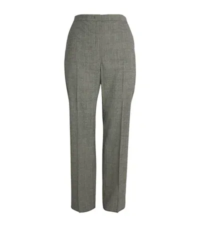 Marina Rinaldi Virgin Wool Check Straight Trousers In Black