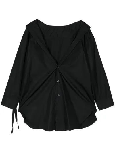 Marina Yee Draped Cotton Shirt In Black