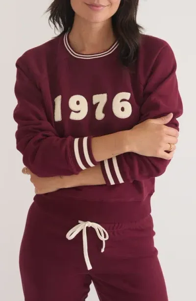 Marine Layer Anytime 1976 Appliqué Sweatshirt In Tibetan Red