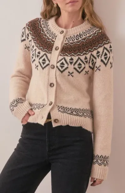 Marine Layer Ava Fair Isle Cardigan In Oatmeal