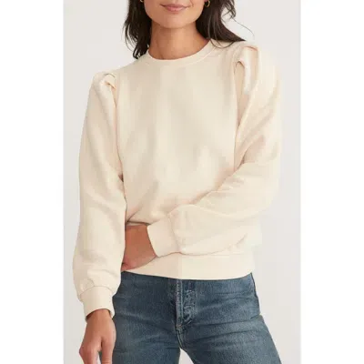 Marine Layer Enya Pleat Sleeve Sweatshirt In Antique White