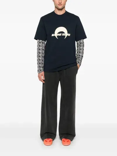 Marine Serre Crescent Moon-print T-shirt In Blue