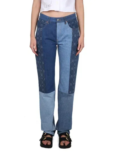 Marine Serre Gerade Jeans In Blue