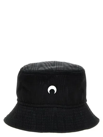 Marine Serre Logo Embroidered Bucket Hat In Black