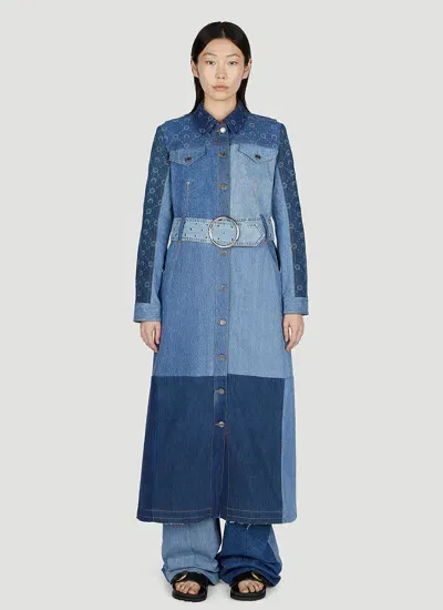 Marine Serre Moon Print Denim Coat In Blue