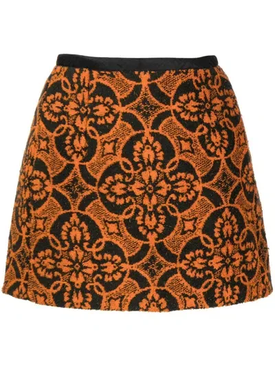 Marine Serre Oriental Towels A-line Miniskirt In Orange