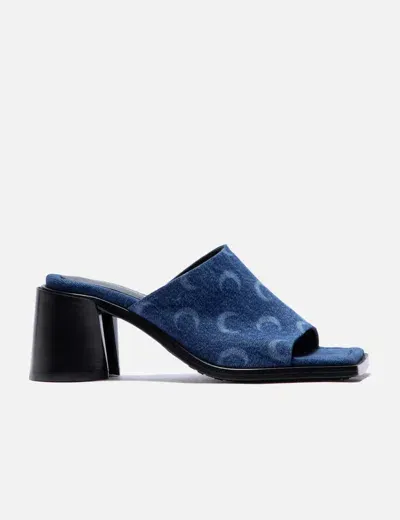 Marine Serre Ms Regenerated-denim Mules In Blue