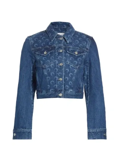 Marine Serre Deadstock Moonogram-pattern Denim Jacket In Blue