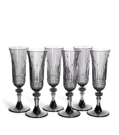 Mario Luca Giusti Set Of 6 Nuova Italia Flutes In Gray