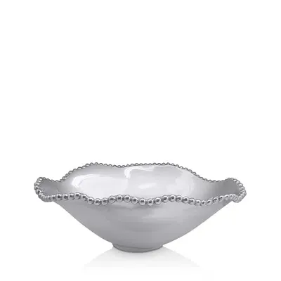 Mariposa Pearled Oval Wavy Serving Bowl In Metallic