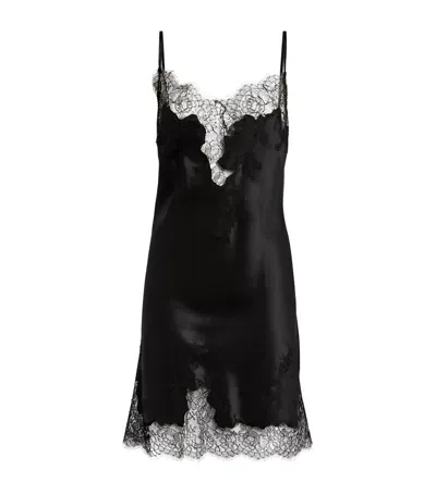 Marjolaine Silk Lace-trim Chemise In Black