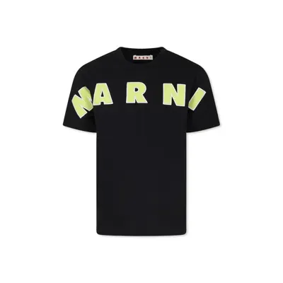 Marni Kids' Logo-embroidered T-shirt In Black