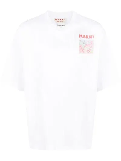 Marni Logo Cotton T-shirt In White