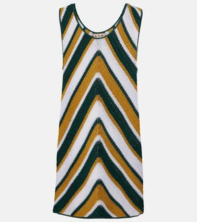 Marni Chevron Knitted Cotton Minidress In Multicoloured