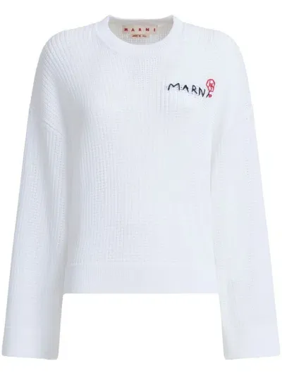 Marni Crochet-knit Cotton Jumper In White