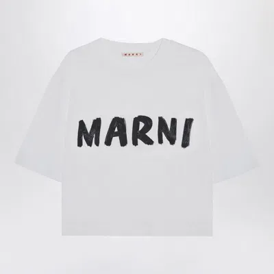 Marni Cropped T-shirt With Logo Print In White